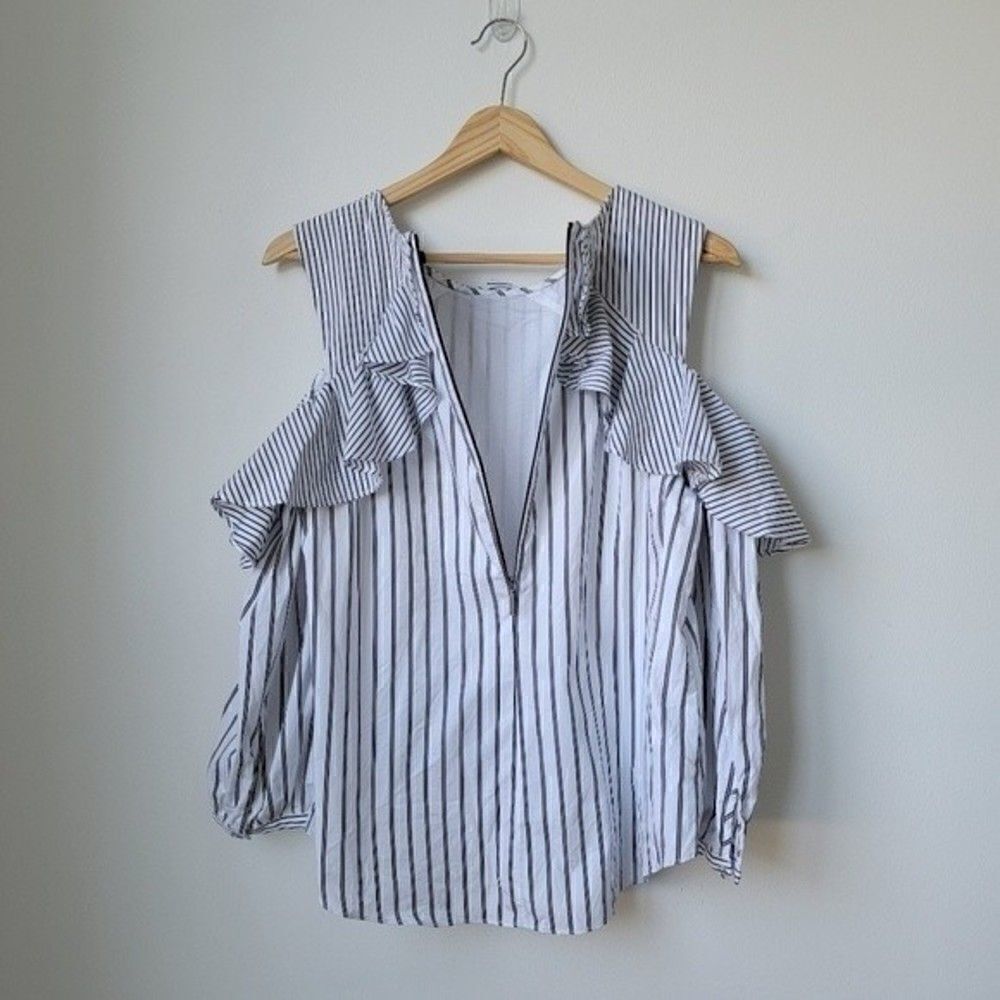 LAUREN RALPH LAUREN Cold-Shoulder Ruffled Cotton Shirt - Picture 8 of 15